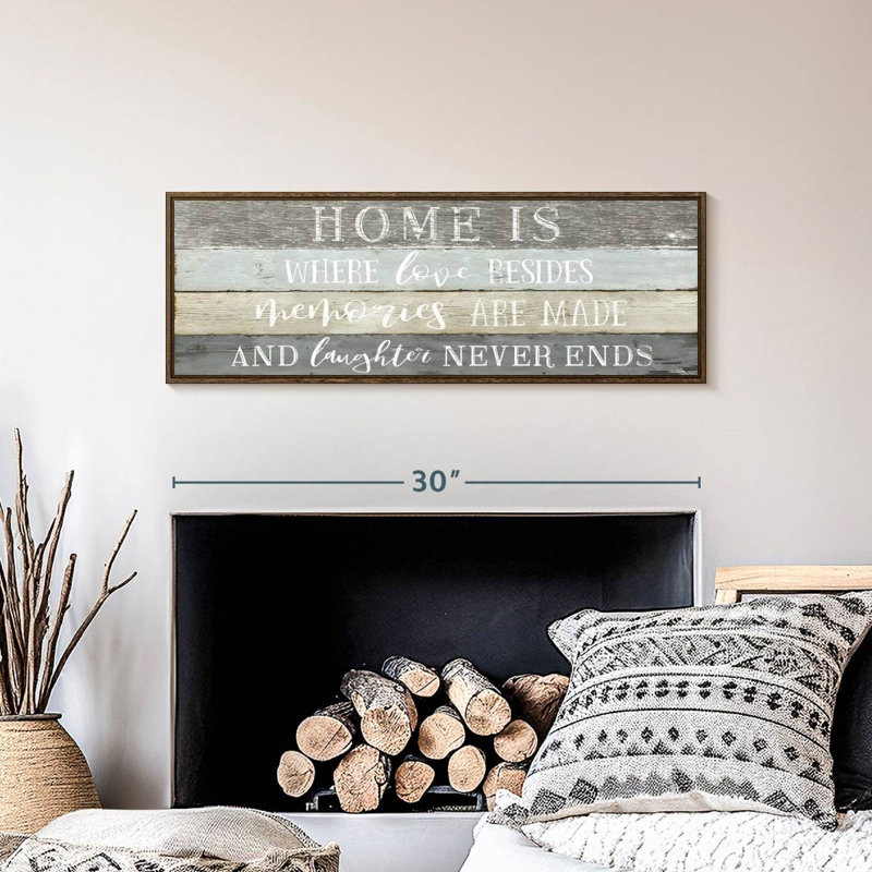 Enseigne murale Home Is Where Love Resides, 31 po x 11 po, Cadre flottant noyer