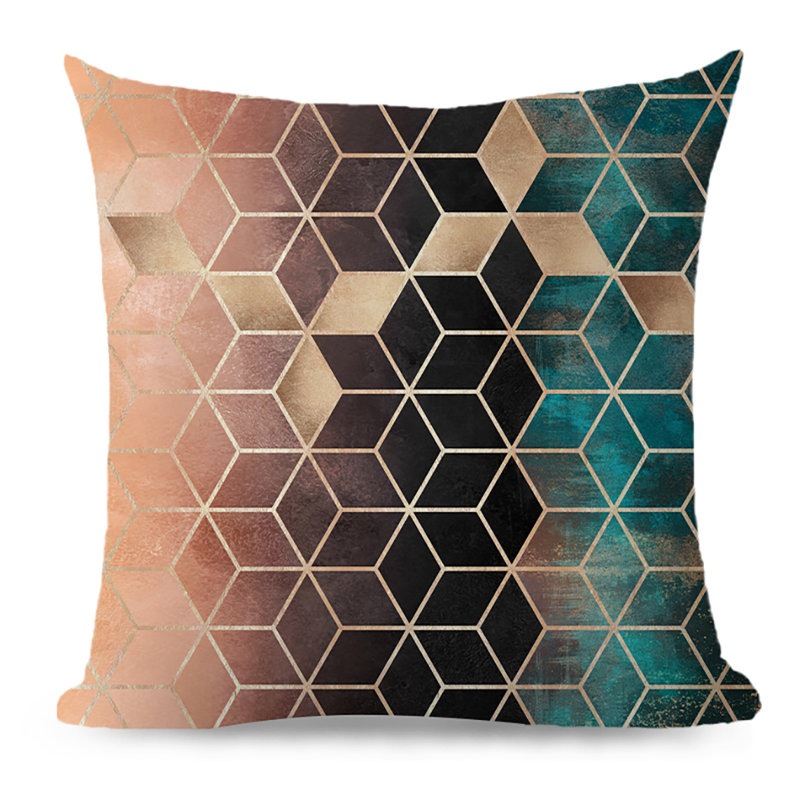 Ensemble de 2 housses de coussins décoratifs 20 po x 20 po, Brun / noir / vert, H 20 po x l 20 po