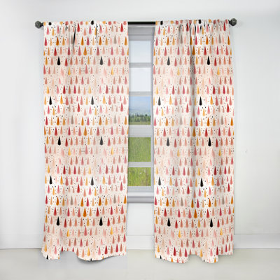Motif de petits triangles en rose clair I - Rideau obscurcissant géométrique abstrait - 1 panneau