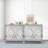 Wood Console Table with  Mirror Trim, Diamond Shape Design