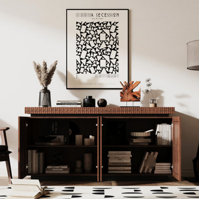Contemporary Style Sideboard With Soft Close Doors, Spacious Desktop And Easy - Clean For Dining Area Wood Floor Cabinet Precision Craftsmanship, Design Doors Room