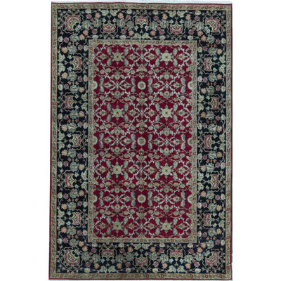 Hand-Knotted High-Quality Red and Black Area Rug