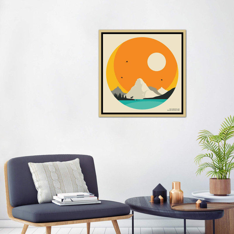 «Glacier National Park» par Jazzberry Blue - impression d'art graphique, H 26 po x l 26 po x P 1,5 po, Toile encadrée d'or