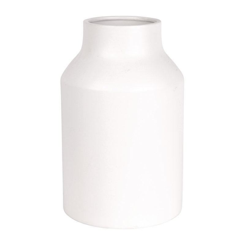 Vase en céramique blanc mat 11 po - Élégant décor contemporain pour tables et consoles