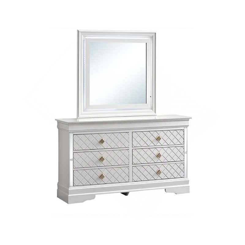 Commode 6 tiroirs avec boutons dorés