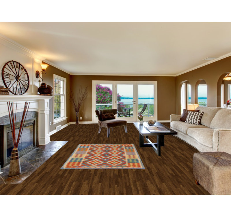 Tapis géométrique en laine Kilim