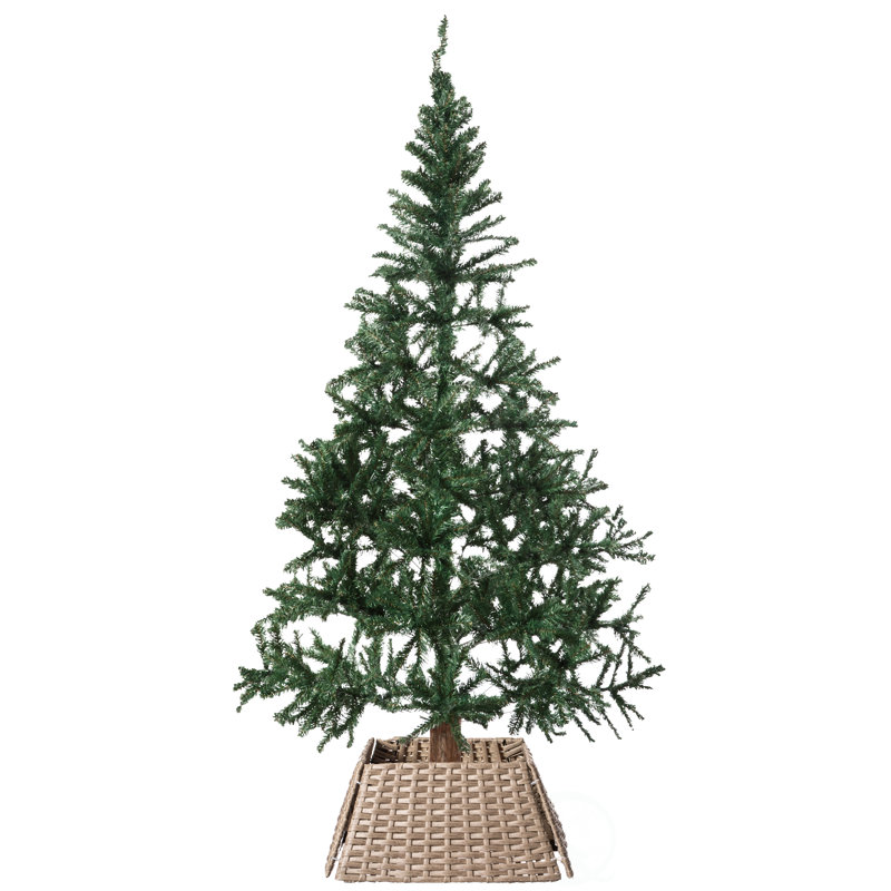 Gray Foldable Rattan Christmas Tree Skirt Collar Basket