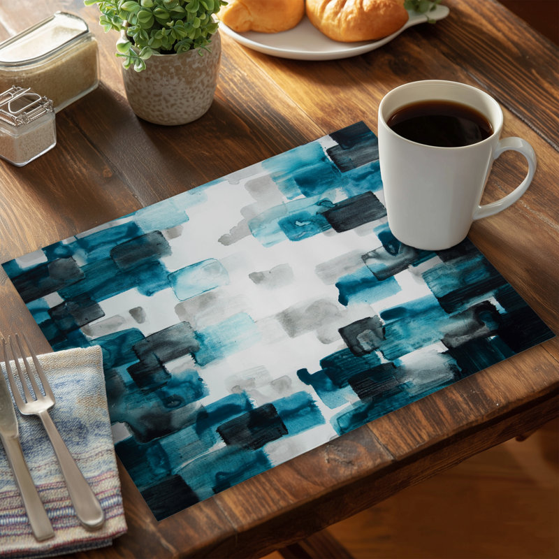 Turquoise Gray Abstract Placemat | Polyester Home Decor
