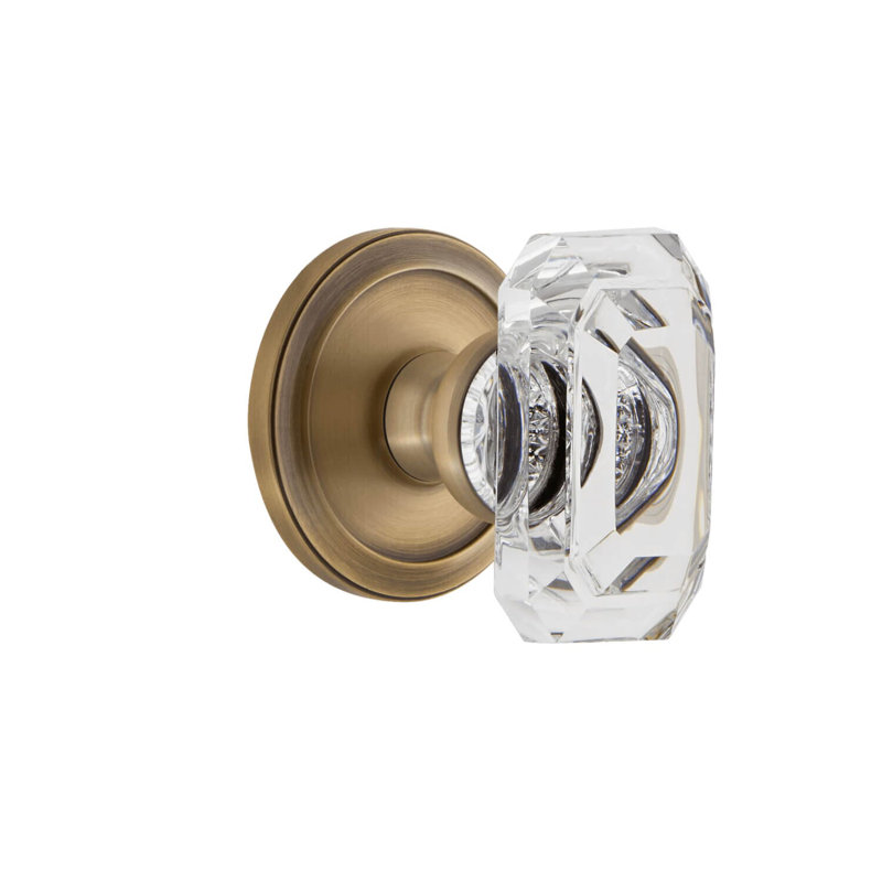 Faux bouton de porte simple en cristal Grandeur Circulaire Rosette, Laiton rétro