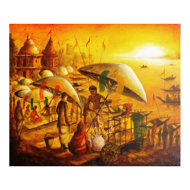 Lumière du matin à Banaras | Acrylique sur toile | Par Anirban Seth