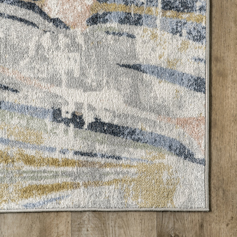 Daveign SpinClean Abstract Lines Machine Washable Area Rug, Rectangle 5'3" x 7'6"