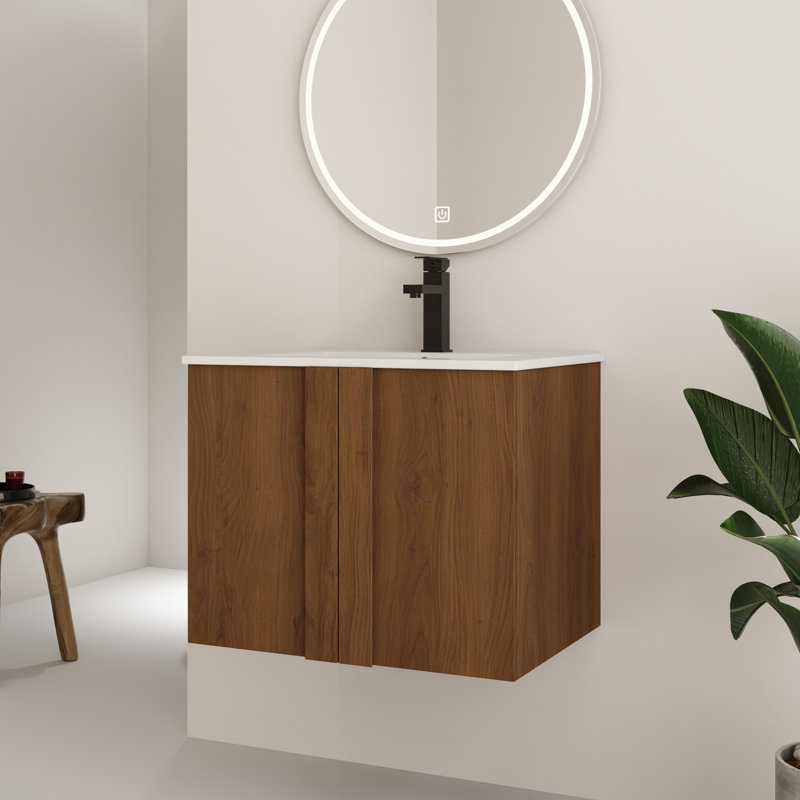 Ensemble de meuble-lavabo simple mural 24 po avec lavabo en céramique 24 po, 24