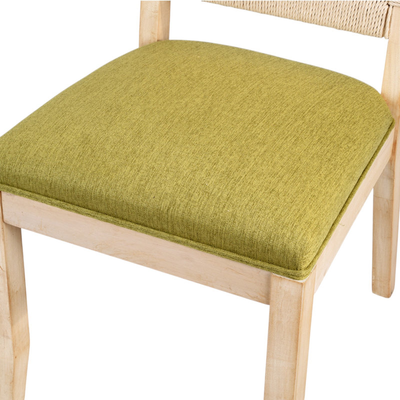Chaises de salle à manger rembourrées Amando French Country, chaises en bois Boho avec dossier tissé et siège en lin, structure en bois massif