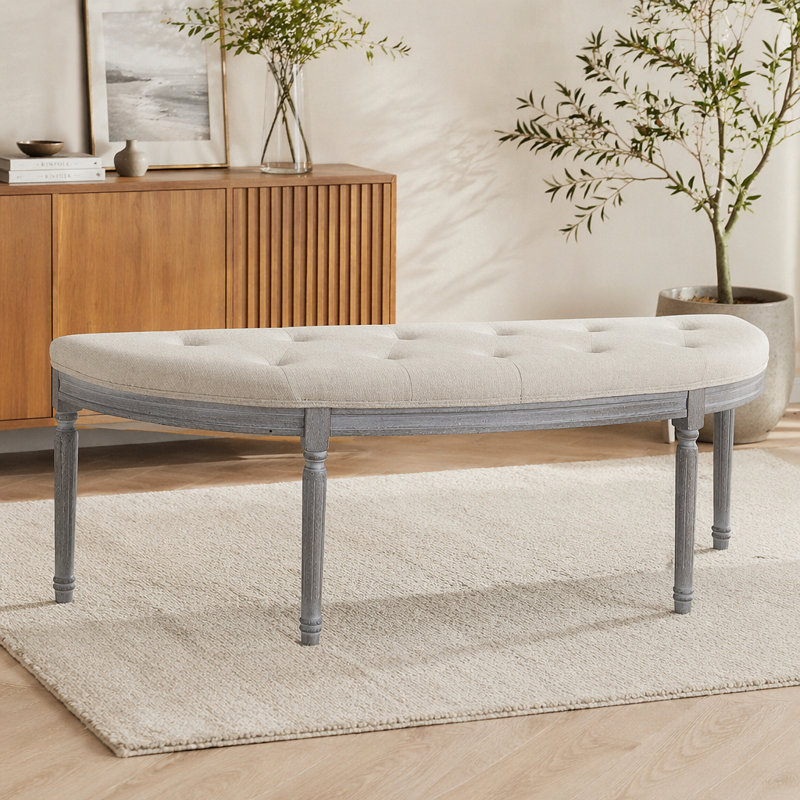 Banc rembourré capitonné beige clair Coastal