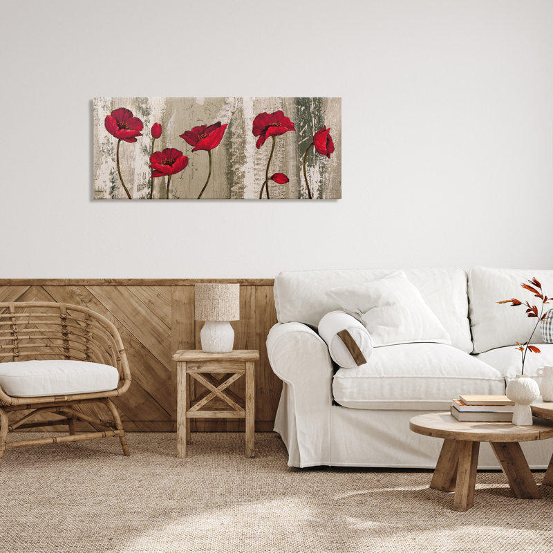«Red Poppies Blooming», impression sur toile tendue, H 20 po x l 48 po