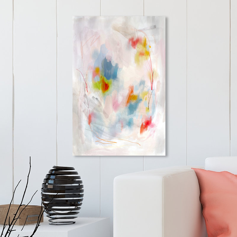 Couleurs abstraites dans la neige I - Peinture sur toile, H 54 po x l 36 po, Toile tendue