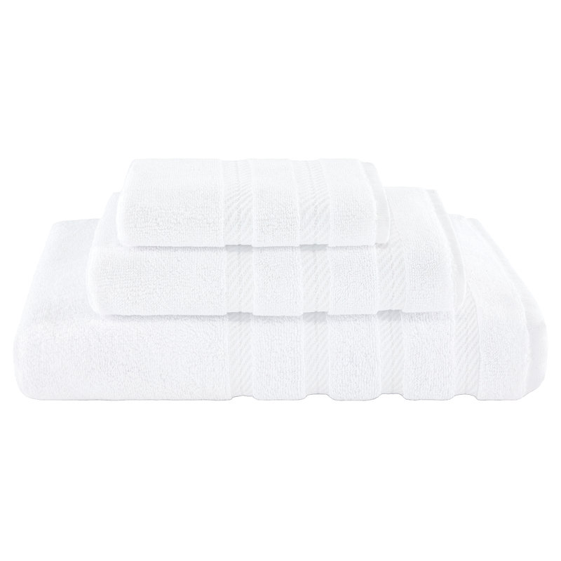 Ensemble de serviettes de bain turque 100% coton 3 pièces, collection super douce et absorbante Darcelle, Blanc brillant