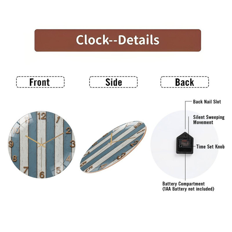 Horloge murale en verre 12 po