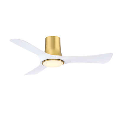 Corke 44 inch Indoor/Outdoor Smart Ceiling Fan with LED CCT Select Light Kit - Brushed Satin Brass with Matte White Blades