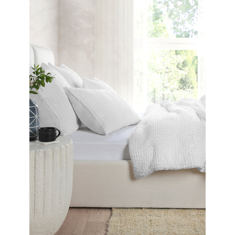 Jameson Waffle-Weave Cotton Blend Quilt, White, Queen Quilt