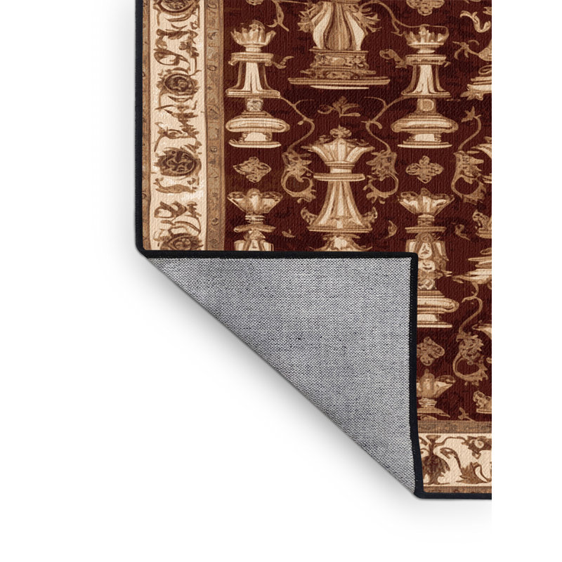 Tapis brun français lavable à la machine, Rond 3 pi