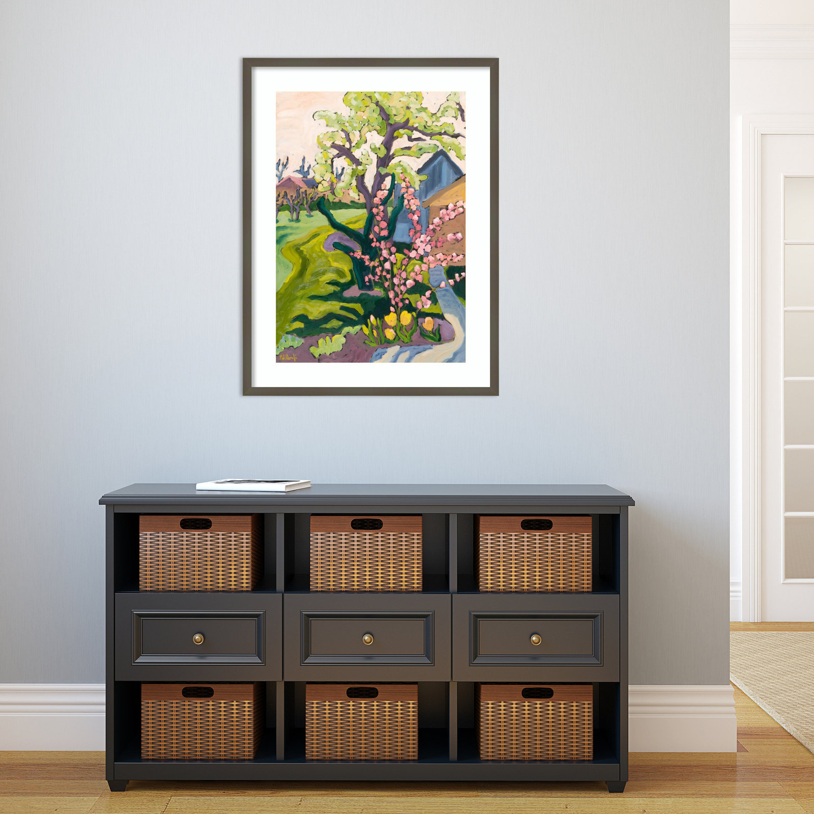 Garden in Dusk Light Print, 33" H x 25" W x 1" D, Gray