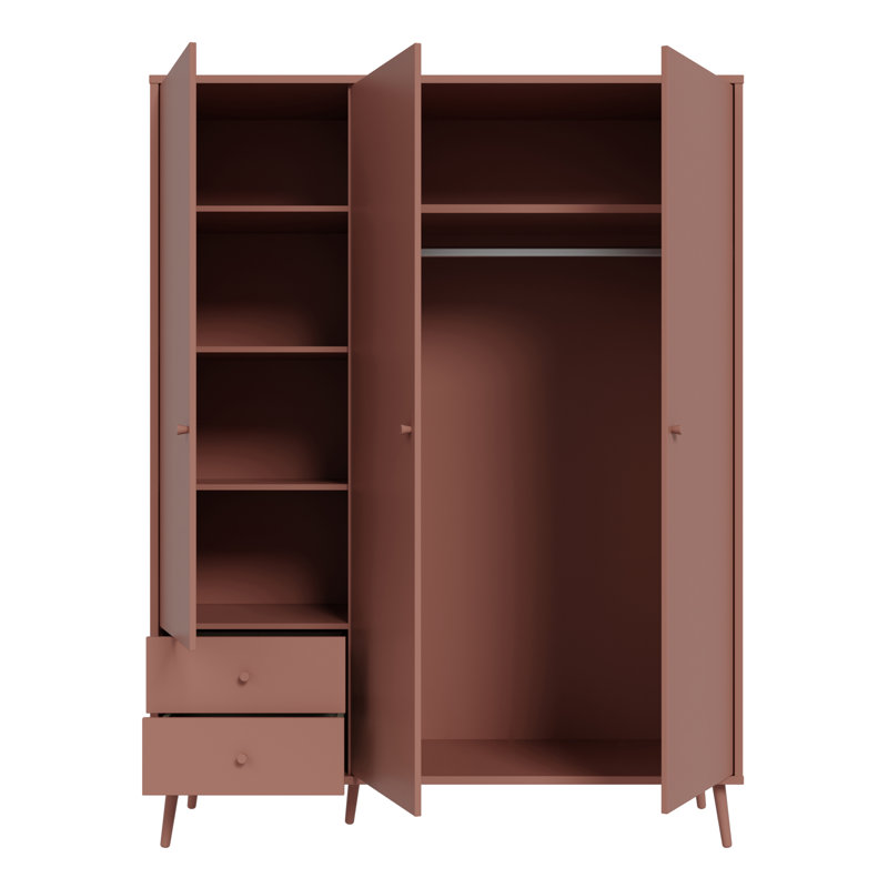 HARLLSON 3 Door Manufactured Wood Wardrobe, Bronze