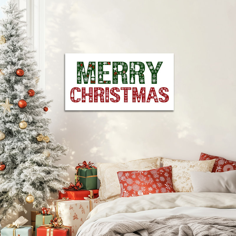 Large Abhirami Merry Christmas Typographie, affiche de vacances d'hiver, impressions sur toile, reproductions d'art encadrées prêtes à être accrochées au mur pour le salon, la cuisine, la salle de bain, 24 po x 48 po