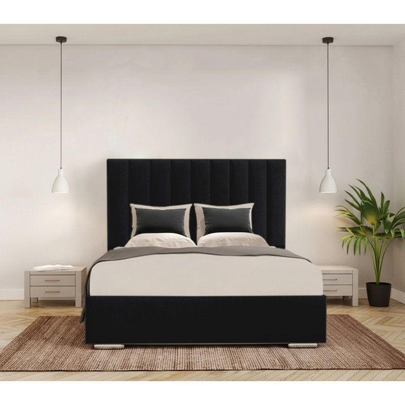 Caylob Upholstered Bed, Single, Black