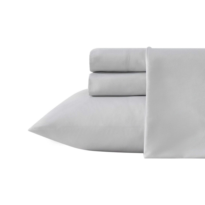 Eddie Bauer Canoe Lake Paddle White Temperature Regulating Sheet Set, Highland Chill Solid Gray