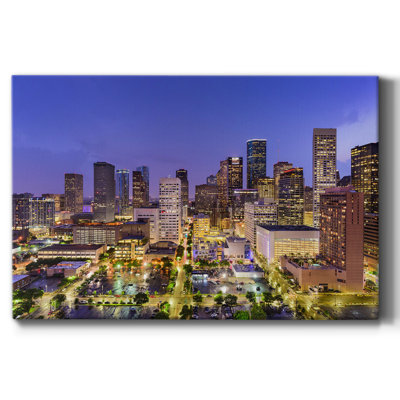 26_Houston Texas Skyline Premium - toile tendue avec châssis - prête à être accrochée