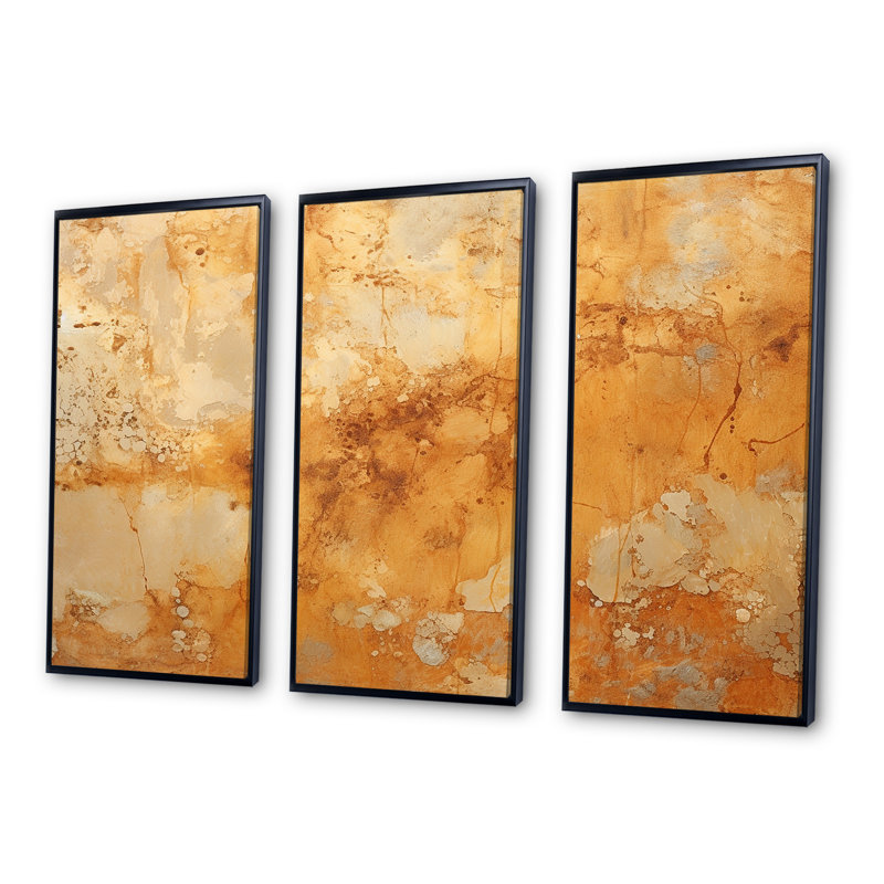 «Champagne Color Terroirs», ensemble d'art sur toile à formes abstraites, Cadre flottant noir, H 32 po x l 48 po x P 1 po