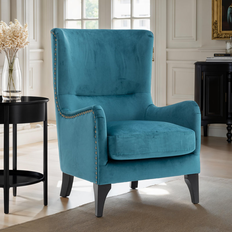 Segovia Wingback Chair, Teal Velvet