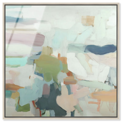 Architecture pastel I, impression acrylique encadrée, couleur sauge, par Art Remedy, cadre argenté, 30 x 30 cm