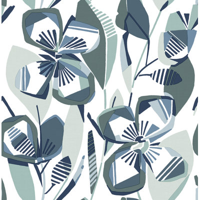 Nathalie Light Green Abstract Blooms Wallpaper