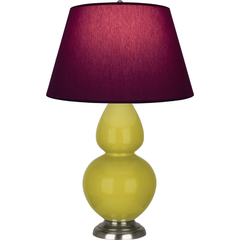 Lampe de table double gourde en céramique, Citron glacé / argent antique, Prune / lavande, Argent argent