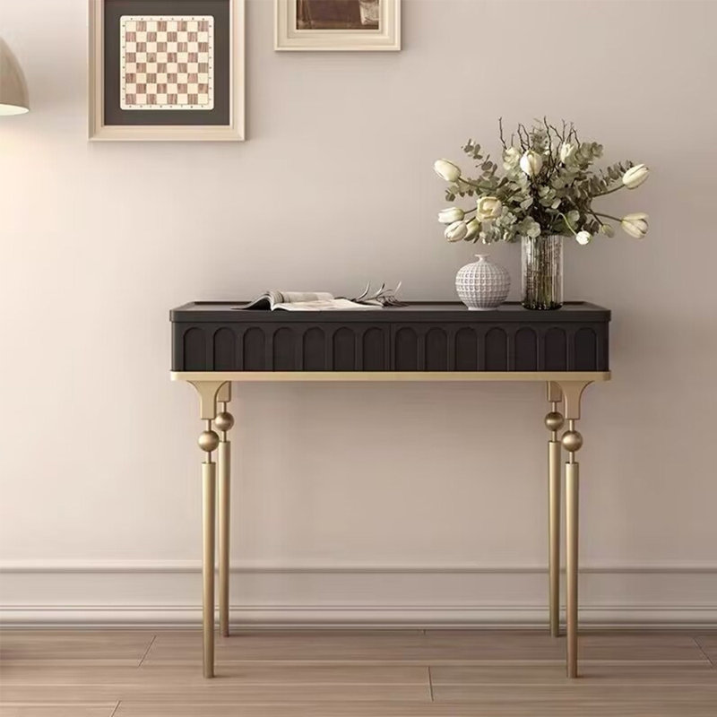Table d'entrée de luxe minimaliste de style français, Noir et or