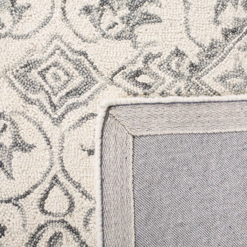 Tapis floral en laine touffeté à la main Pimentel, Rond 7 pi
