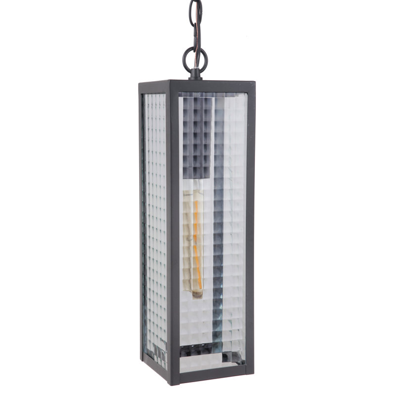 Lanterne suspendue d'extérieur 1 lumière H 17,25 po Patternson, Minuit