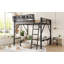 Grand lit mezzanine avec échelle, grand lit mezzanine en métal avec tablettes de rangement, lit mezzanine pour enfants-397364315