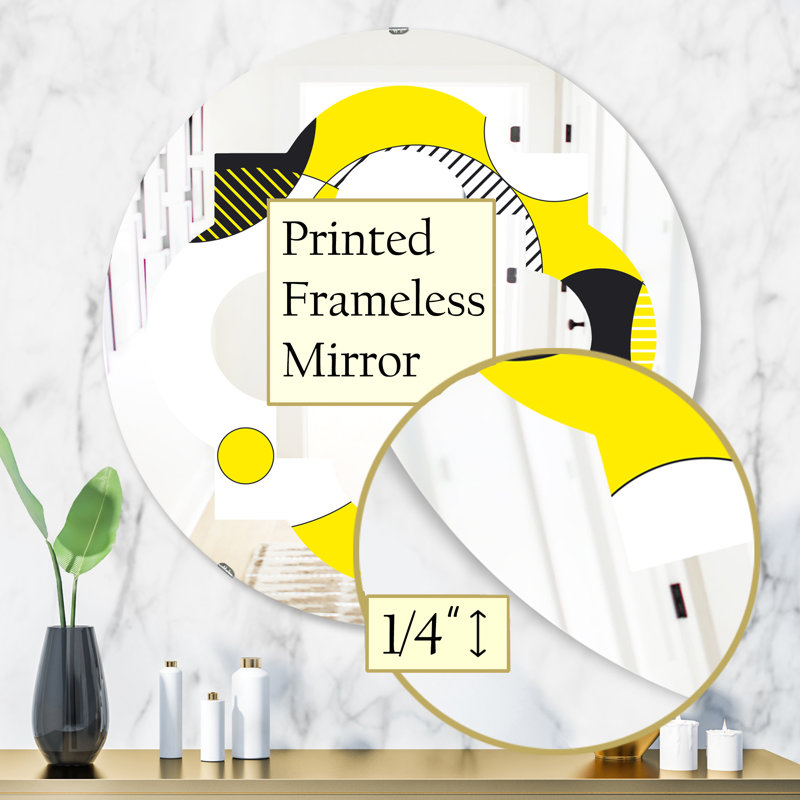 Miroir mural moderne sans cadre, H 31,5 po x l 31,5 po, Motif géométrique abstrait quadrilobe rétro
