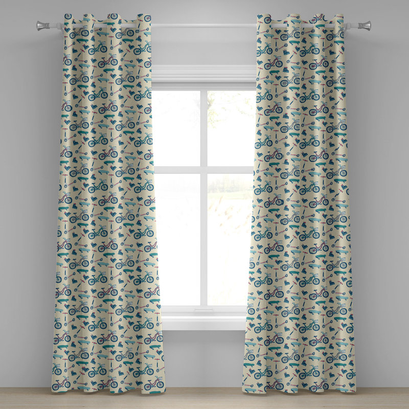 Rideau décoratif à œillets à 2 panneaux East Urban Home Sport, 50 po x 84 po, bleu corail / beige, L 50 po x L 108 po