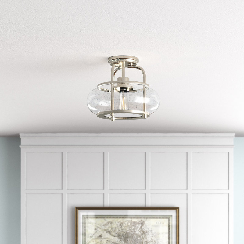 Spofford Glass Semi Flush Mount, Brushed Nickel
