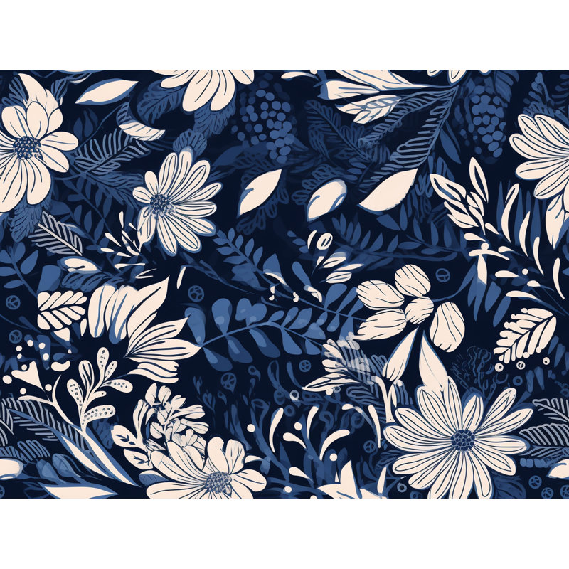 Machine Printed Duvet Cover, Queen Duvet Cover, Navy/White
