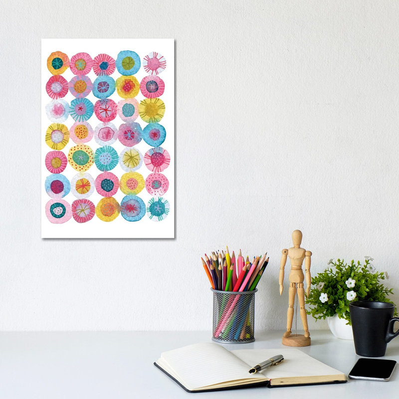 « Fiesta » par Nic squirrell-impression d’art graphique, H 12 po x l 8 po x P 0,75 po, Toile tendue, Pas de tapis