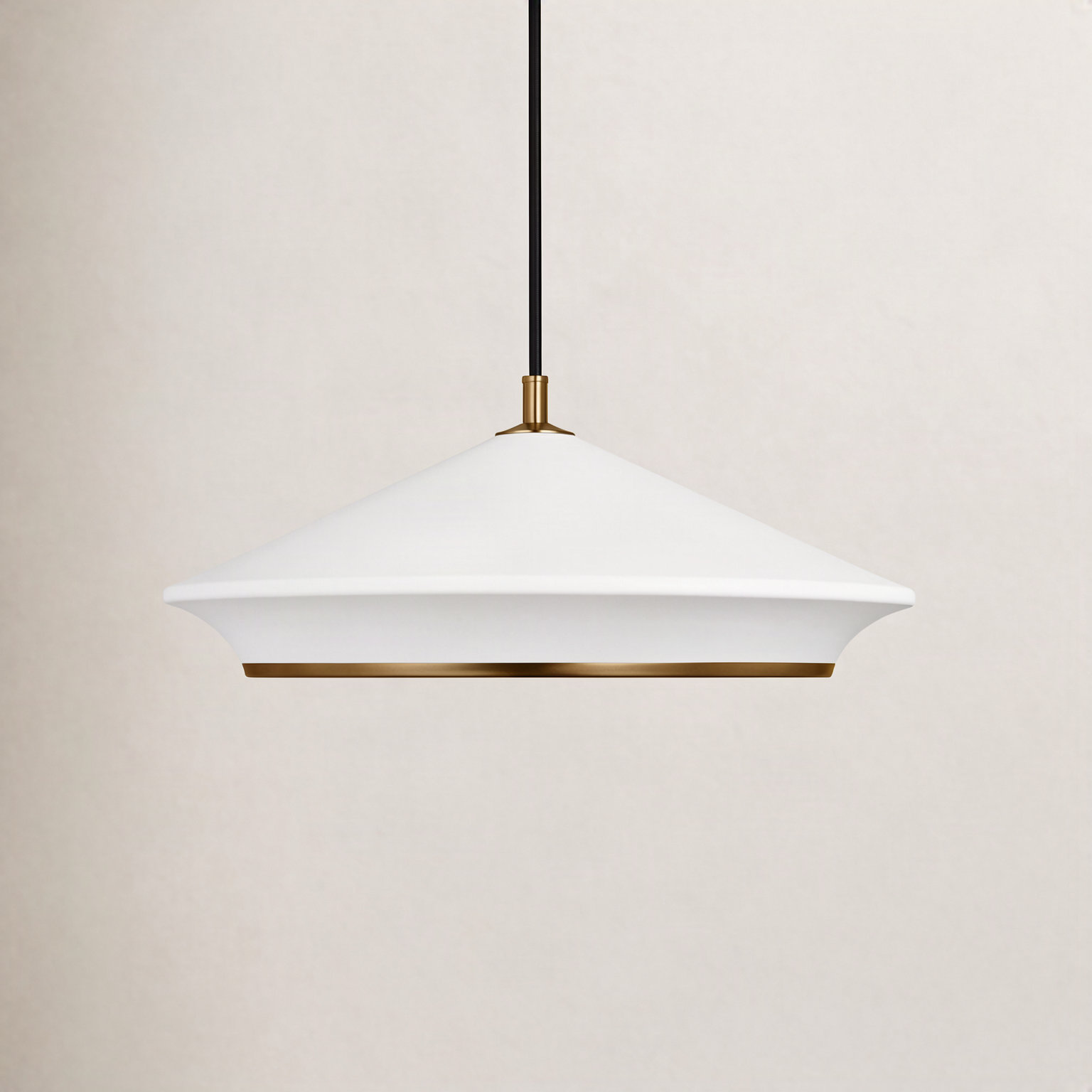 Single Light Metal Dimmable Pendant, 13.13" H x 19" W x 19" D, Matte White