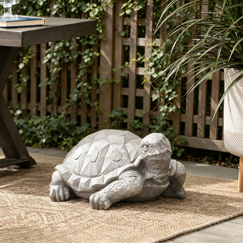 Statue tortue d'extérieur, gris foncé, sans assemblage requis