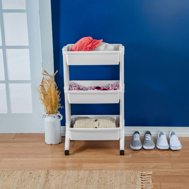White 3-Tier Utility Rolling Storage Cart Set