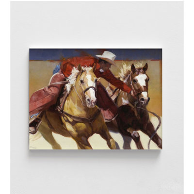 «Nabbed By Julie Chapman», course de chevaux, impression amusante de rodéo, décor de rodéo, décor de maison de l'Ouest, reproduction d'animaux de ferme, art mural cheval