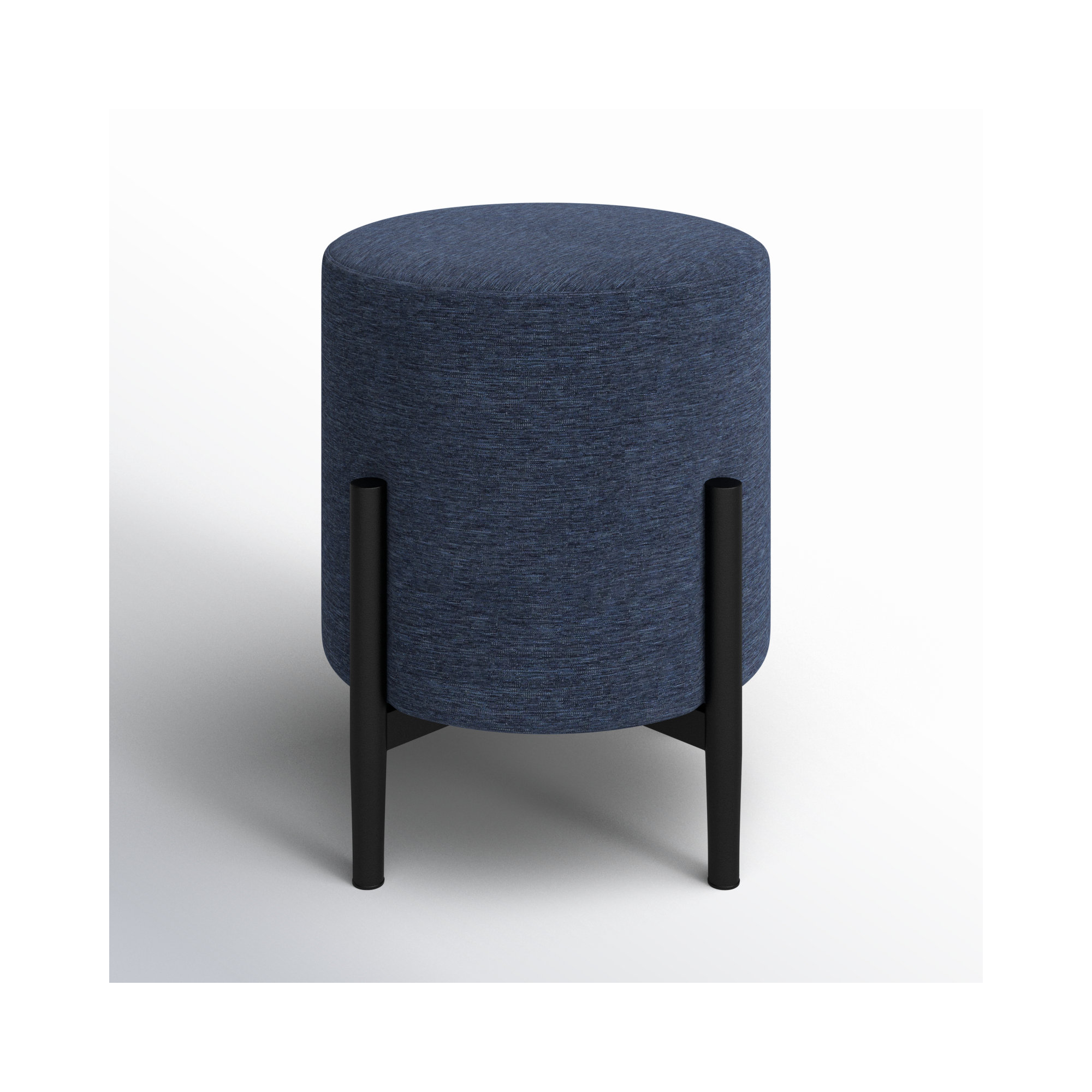 Talita Round Upholstered Outdoor Ottoman, Indigo